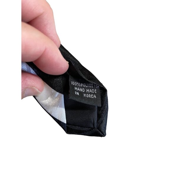 Vintage Hansom Mens Necktie Black White Swirl Pattern Abstract Dad Gift Corpcore - Picture 2 of 5